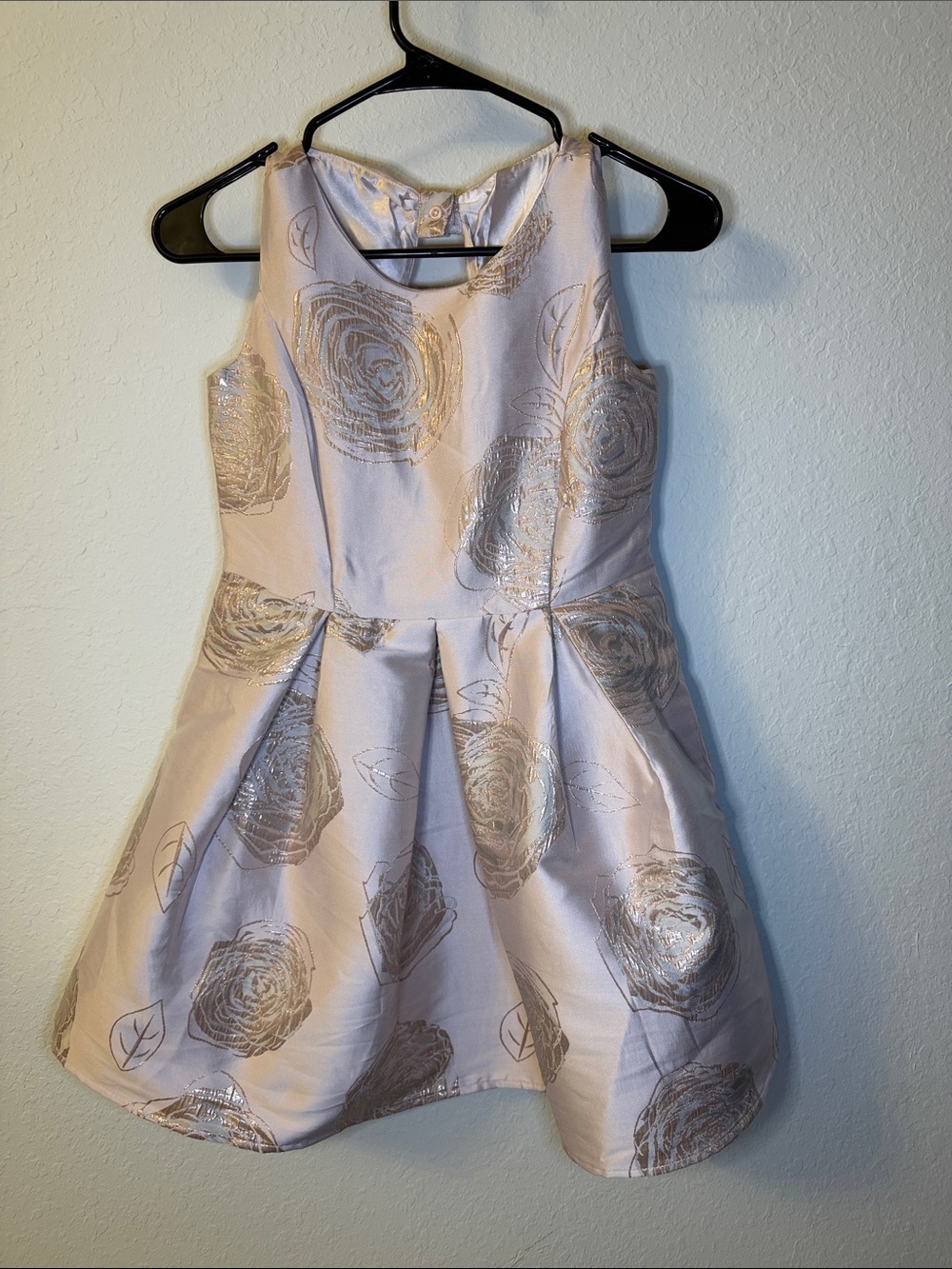 Place Pink Metallic Rose Floral Fit-and-Flare Dress